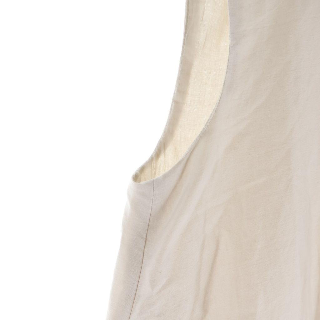 Max Mara S Cotton Linen Strikeswitching Sleeveless Dress Long Dress 34 Beige — view 3