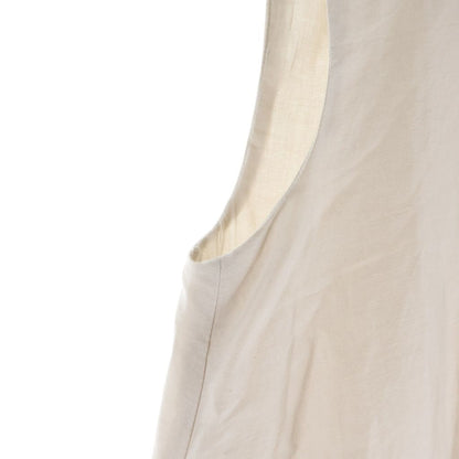 Max Mara S Cotton Linen Strikeswitching Sleeveless Dress Long Dress 34 Beige — view 3