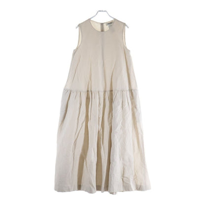 Max Mara S Cotton Linen Strikeswitching Sleeveless Dress Long Dress 34 Beige