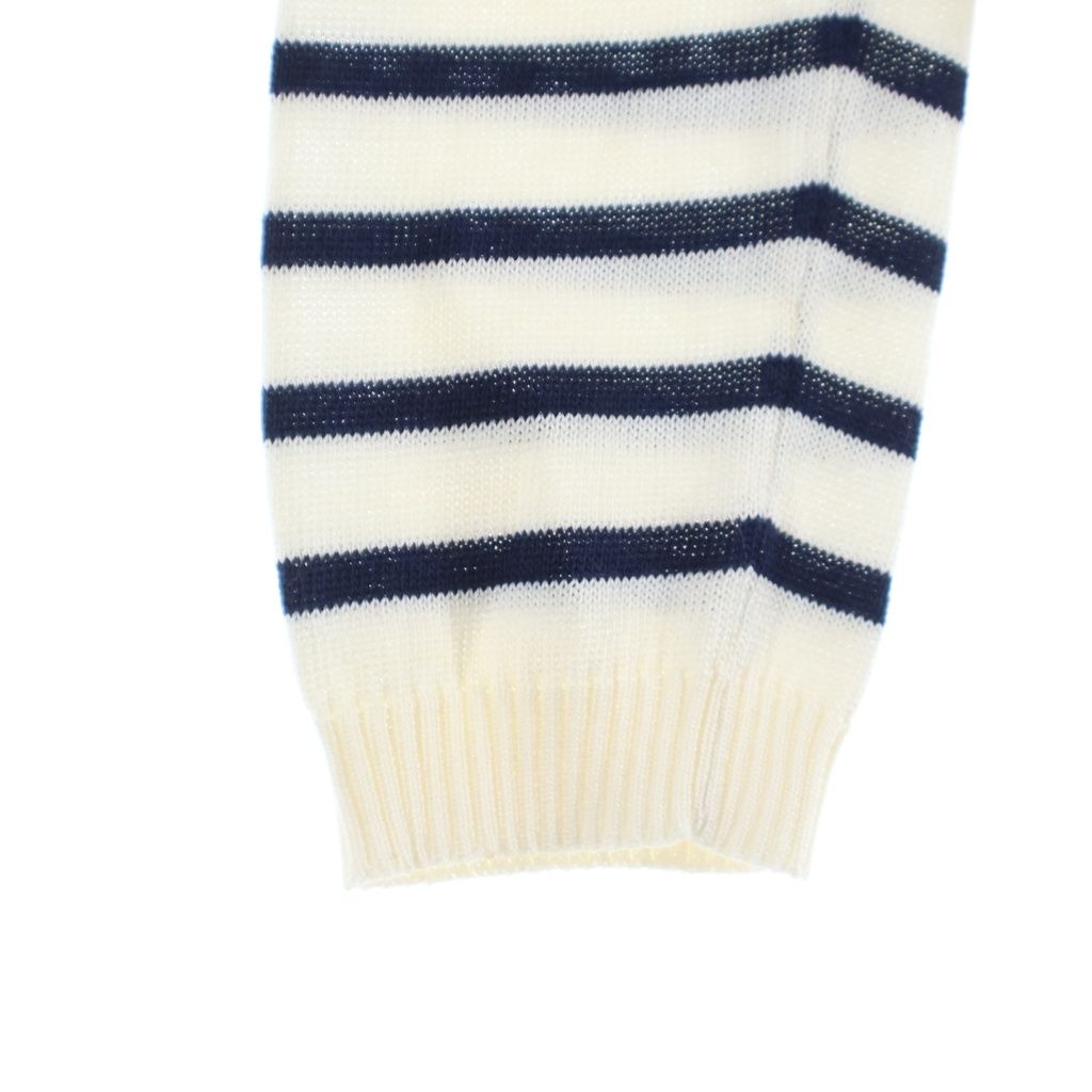 Dior Logo Stripe Silk Cotton Knit Long Sleeve Knit 34 White Navy Sweater — view 5