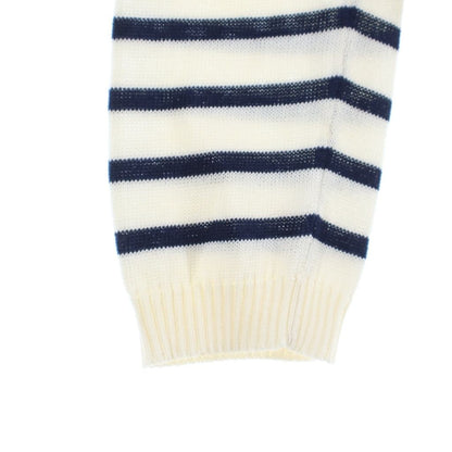 Dior Logo Stripe Silk Cotton Knit Long Sleeve Knit 34 White Navy Sweater — view 5