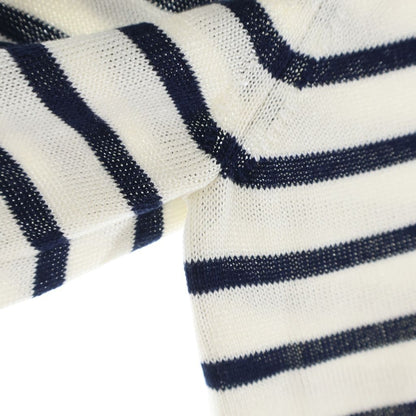Dior Logo Stripe Silk Cotton Knit Long Sleeve Knit 34 White Navy Sweater — view 6