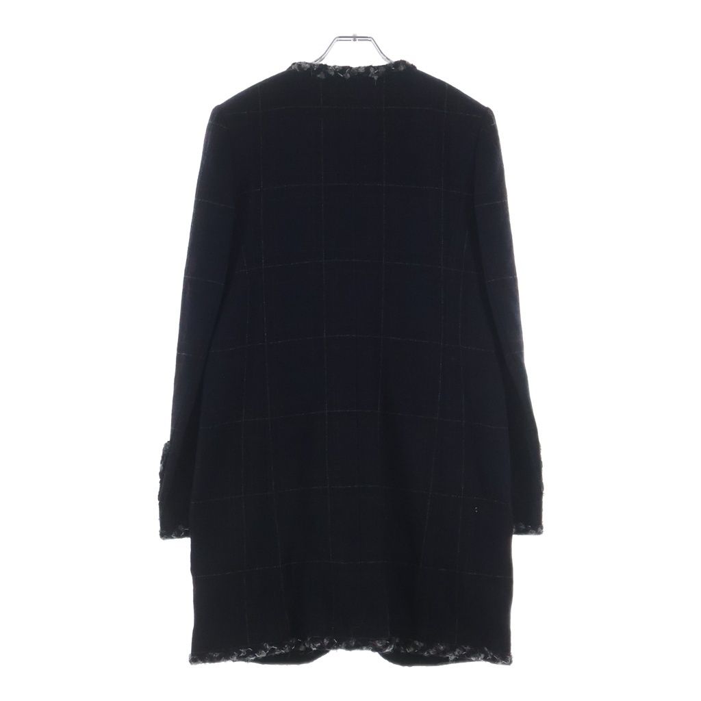 Chanel Tweed Piping Color Check Coat Jacket Navy nssize — view 2