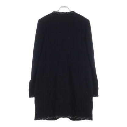 Chanel Tweed Piping Color Check Coat Jacket Navy nssize — view 2