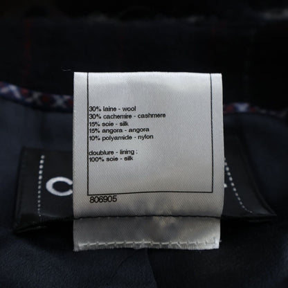 Chanel Tweed Piping Color Check Coat Jacket Navy nssize — view 8