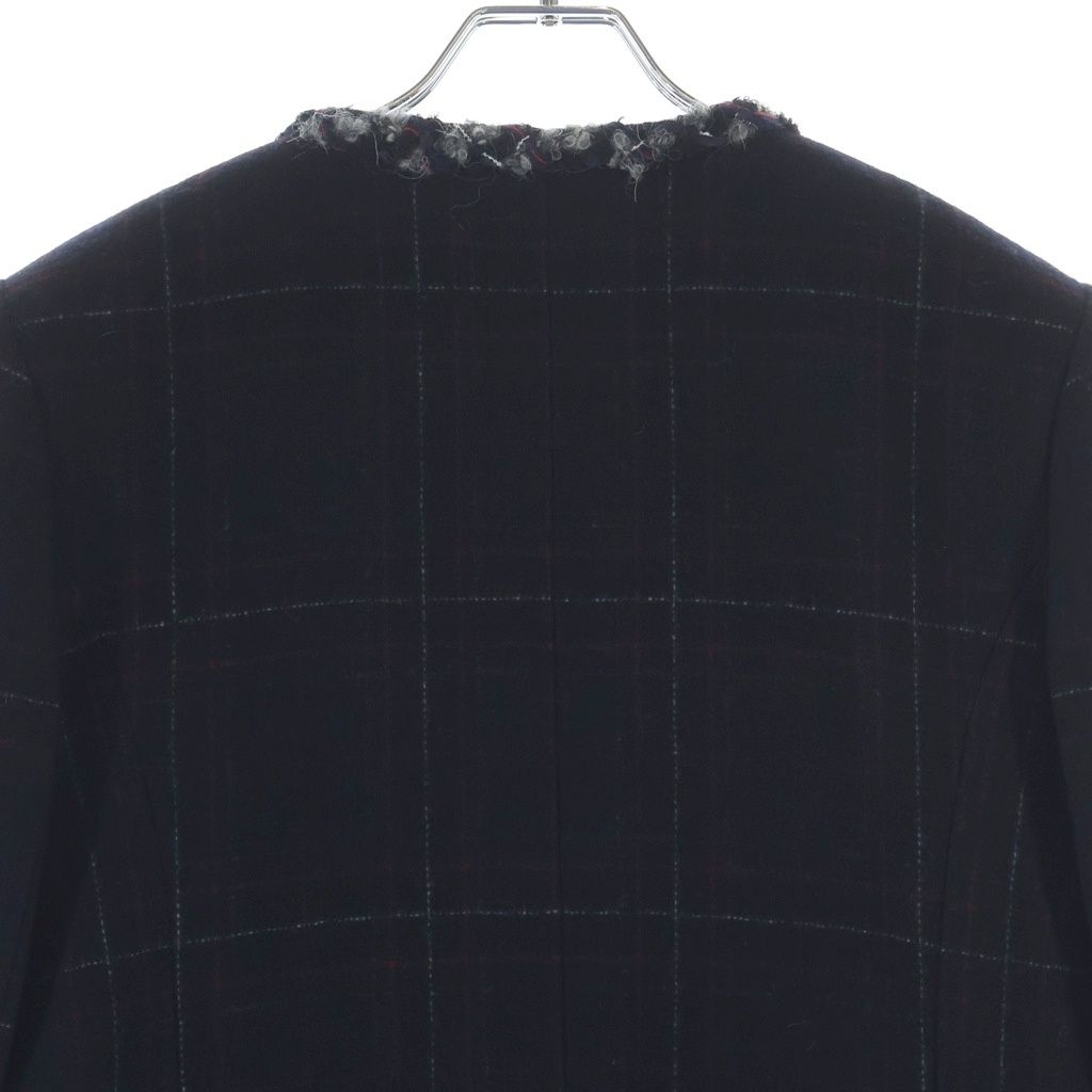 Chanel Tweed Piping Color Check Coat Jacket Navy nssize — view 4