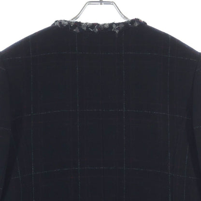 Chanel Tweed Piping Color Check Coat Jacket Navy nssize — view 4