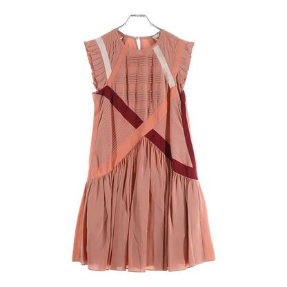 Fendi Silk Puri Contrast Short Sleeve Dress 36 Pink