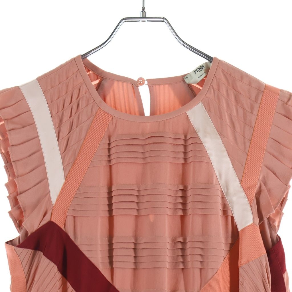 Fendi Silk Puri Contrast Short Sleeve Dress 36 Pink — view 3