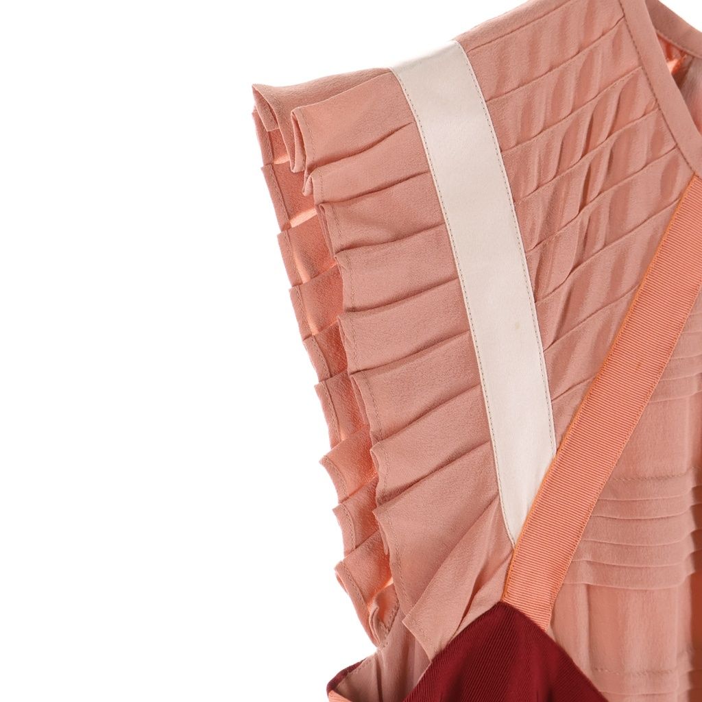 Fendi Silk Puri Contrast Short Sleeve Dress 36 Pink — view 4