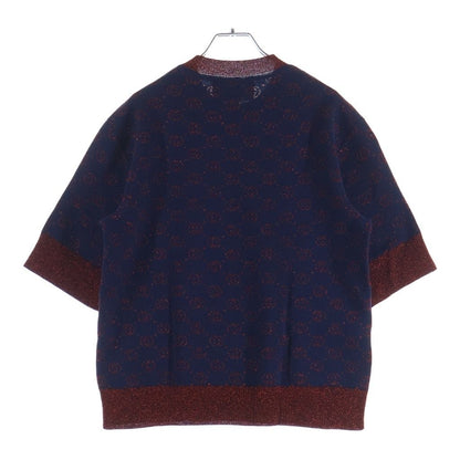 Gucci GG All Over Pattern Interlocking Polyester Short Sleeve Lame Knit Shaw — view 2