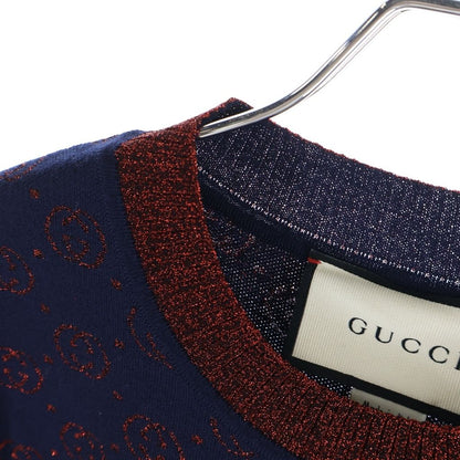 Gucci GG All Over Pattern Interlocking Polyester Short Sleeve Lame Knit Shaw — view 5