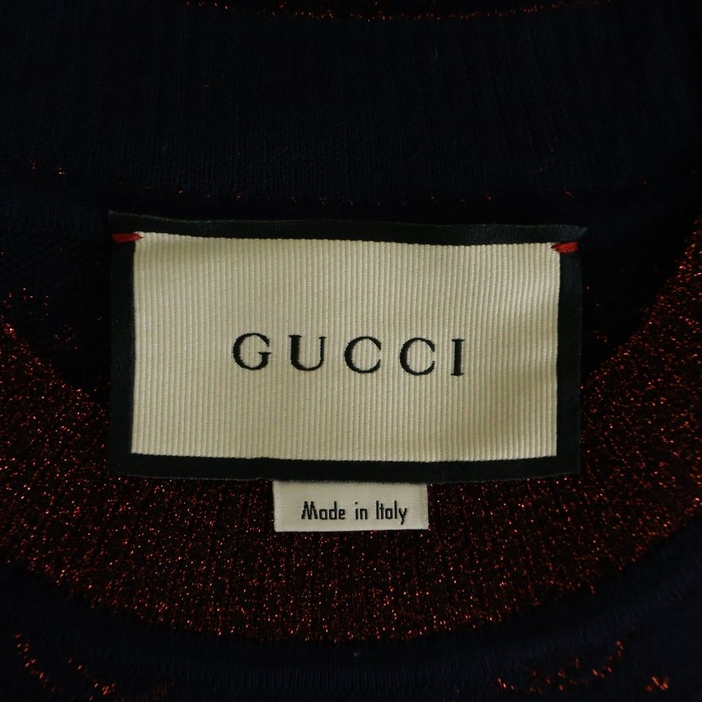 Gucci GG All Over Pattern Interlocking Polyester Short Sleeve Lame Knit Shaw — view 6
