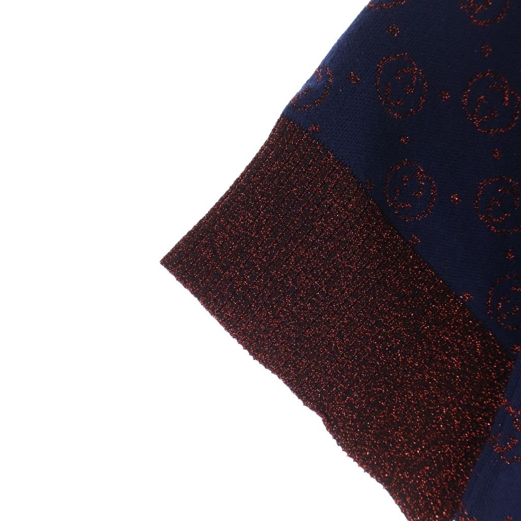 Gucci GG All Over Pattern Interlocking Polyester Short Sleeve Lame Knit Shaw — view 3