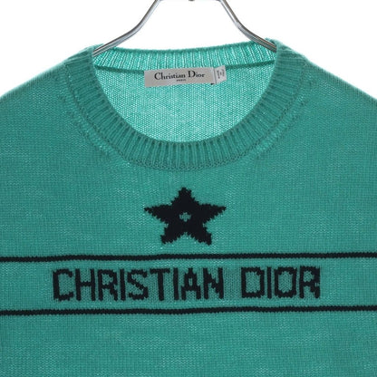 Dior Logo Signature Cashmere Short Sleeveknit Shaw Tosuri Bud Sweater Green — view 3