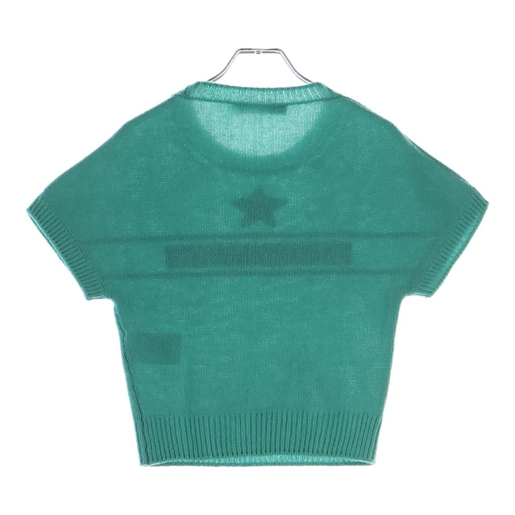 Dior Logo Signature Cashmere Short Sleeveknit Shaw Tosuri Bud Sweater Green — view 2