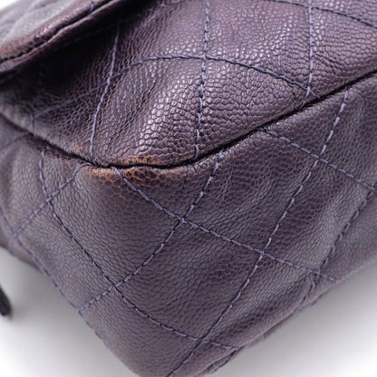 Chanel Maxi Quilted Caviar Leather Silver Chain Shoulder Bag Tote Purple — view 6