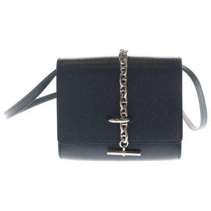 Hermes Chaine D'ancre Compact Wallet Bi Foldwallet Shoulder Bag Black Chevrumizo