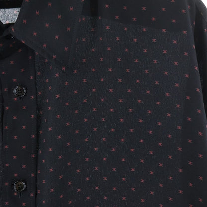 Celine Triomphe All Over Pattern Silk Long Sleeve Shirt 37 Black — view 5