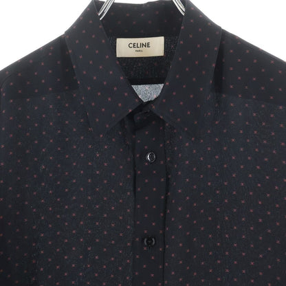Celine Triomphe All Over Pattern Silk Long Sleeve Shirt 37 Black — view 3