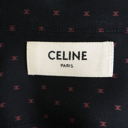 Celine Triomphe All Over Pattern Silk Long Sleeve Shirt 37 Black — view 7