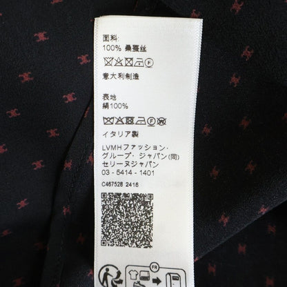 Celine Triomphe All Over Pattern Silk Long Sleeve Shirt 37 Black — view 8