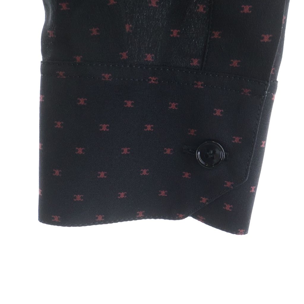 Celine Triomphe All Over Pattern Silk Long Sleeve Shirt 37 Black — view 6