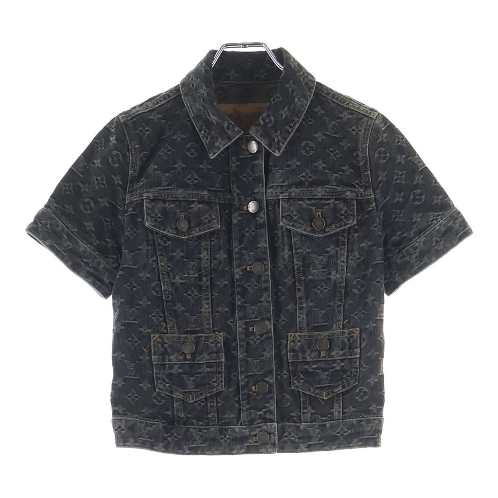 Louis Vuitton Monogram Cotton Short Sleeve Denim Jacket 34 Black
