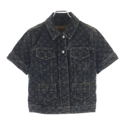 Louis Vuitton Monogram Cotton Short Sleeve Denim Jacket 34 Black