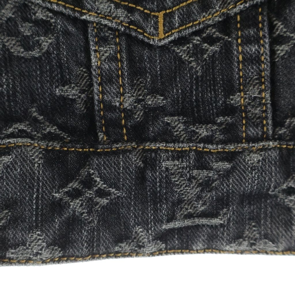 Louis Vuitton Monogram Cotton Short Sleeve Denim Jacket 34 Black — view 5