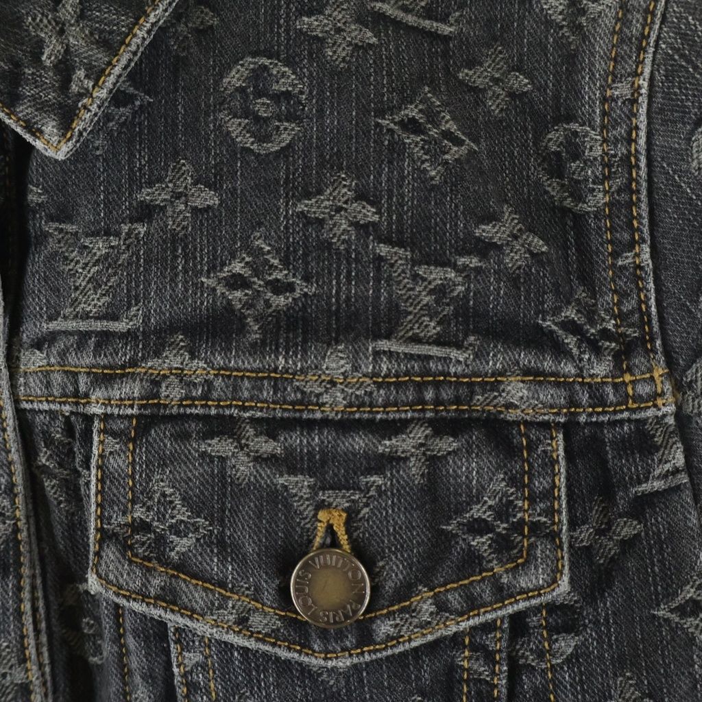 Louis Vuitton Monogram Cotton Short Sleeve Denim Jacket 34 Black — view 4