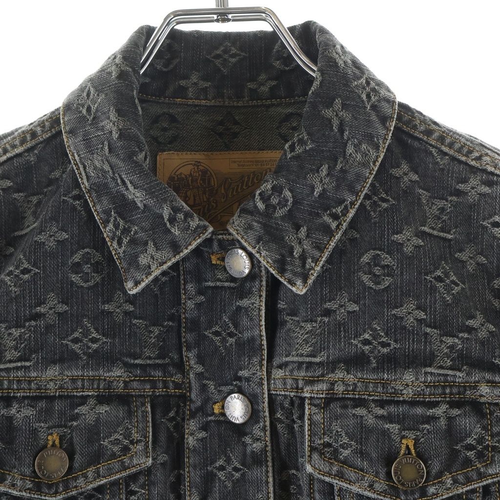 Louis Vuitton Monogram Cotton Short Sleeve Denim Jacket 34 Black — view 3