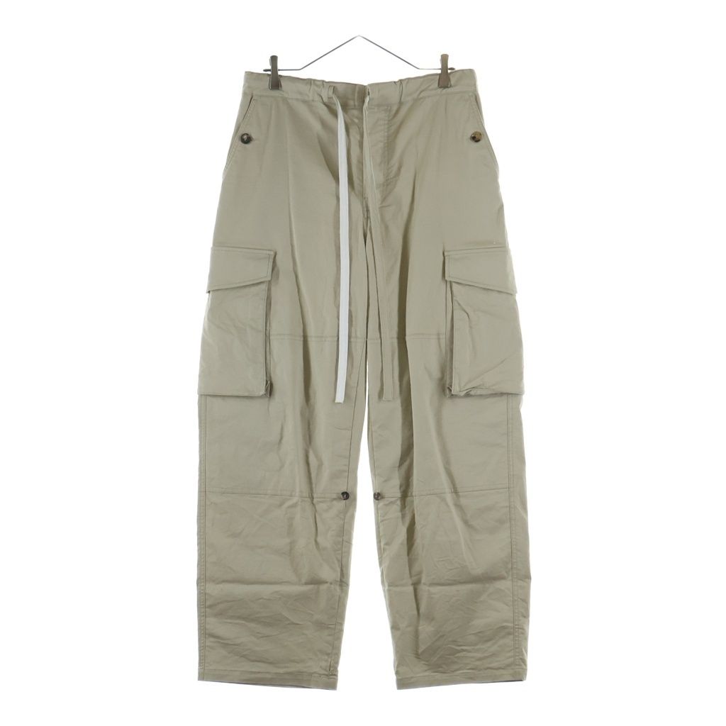 Loewe Anagram Wide Pants Drawstring Cotton Button Beige
