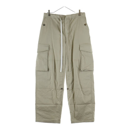 Loewe Anagram Wide Pants Drawstring Cotton Button Beige