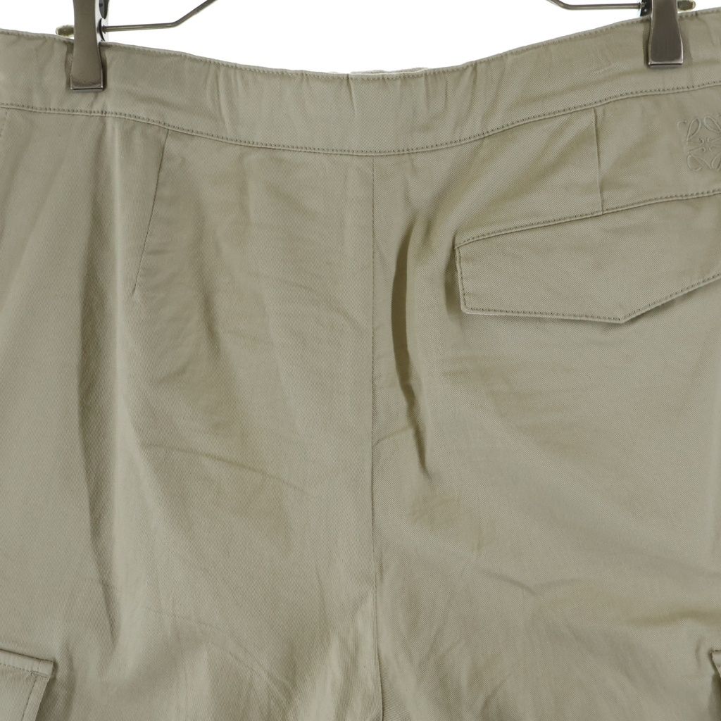 Loewe Anagram Wide Pants Drawstring Cotton Button Beige — view 4