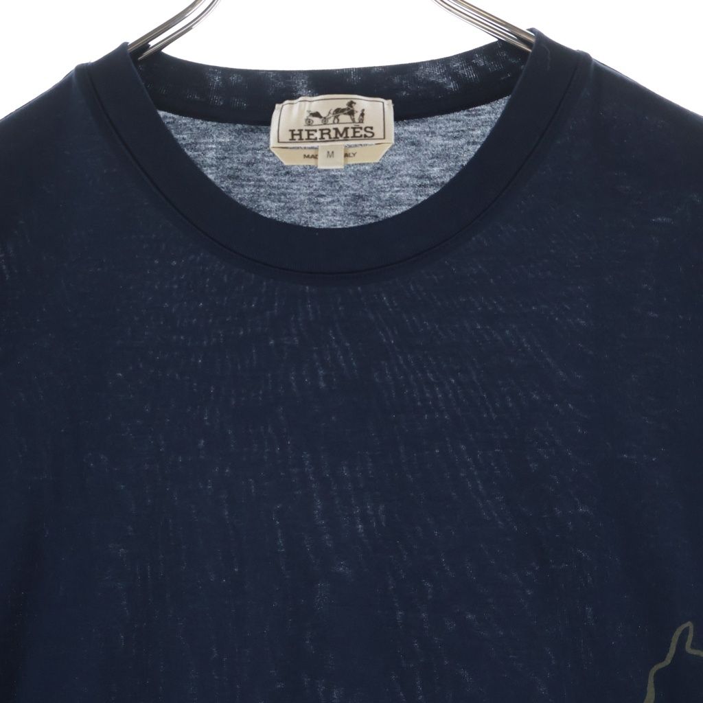 Hermes Short Sleeve Kuru Neck T-Shirt Navy — view 3