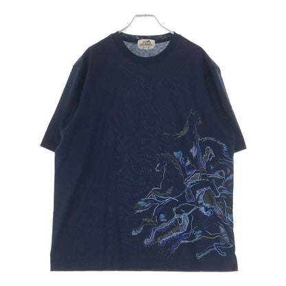 Hermes Short Sleeve Kuru Neck T-Shirt Navy