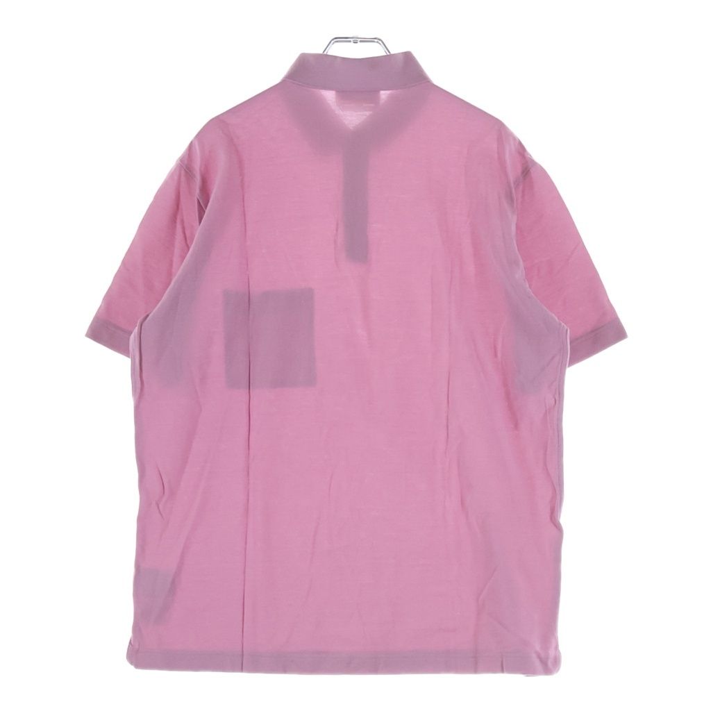 Hermes Embroidery Chest Pocket Short Sleeve Polo Shirt Pink — view 2