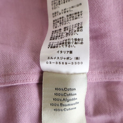 Hermes Embroidery Chest Pocket Short Sleeve Polo Shirt Pink — view 8