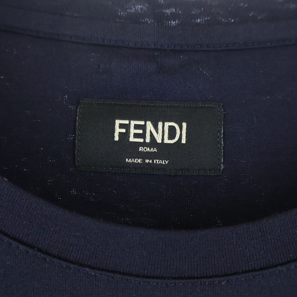 Fendi Montstar Eye Color Strike Short Sleeve Kuru Neck T-Shirt Navy — view 7