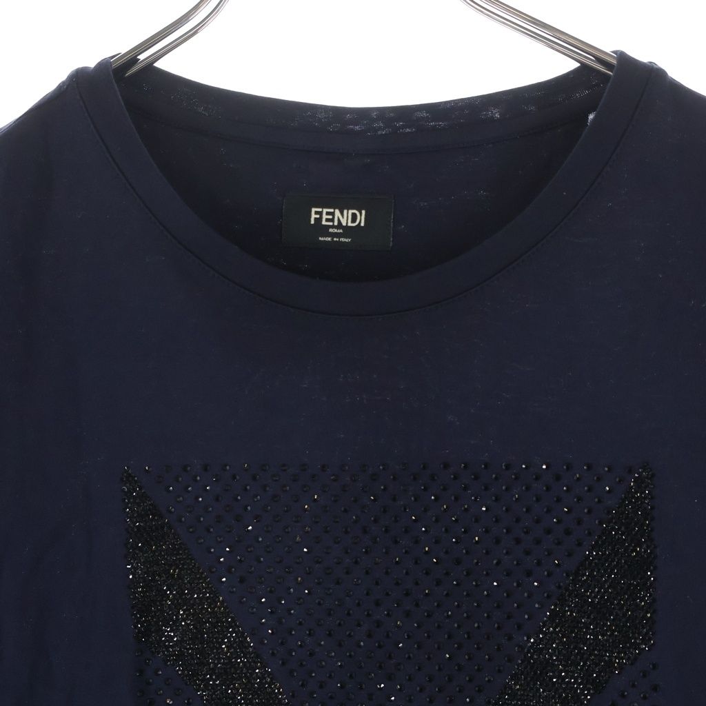 Fendi Montstar Eye Color Strike Short Sleeve Kuru Neck T-Shirt Navy — view 3