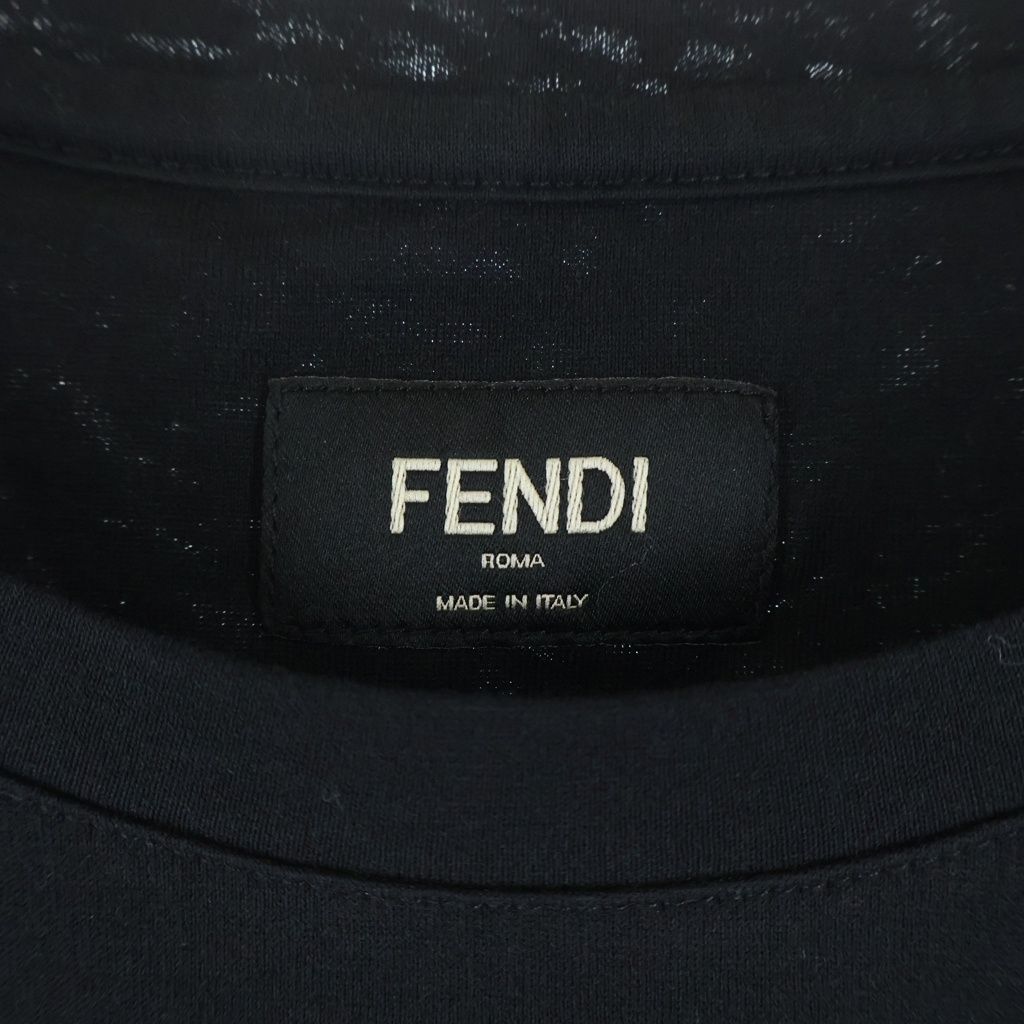 Fendi Logo Patch Short Sleeve Kuru Neck T-Shirt Black — view 6