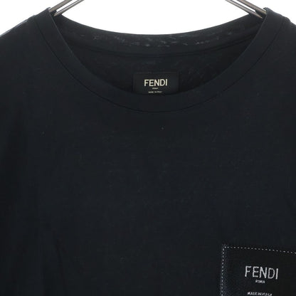 Fendi Logo Patch Short Sleeve Kuru Neck T-Shirt Black — view 3