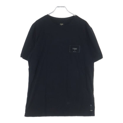 Fendi Logo Patch Short Sleeve Kuru Neck T-Shirt Black