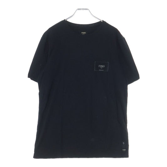 Fendi Logo Patch Short Sleeve Kuru Neck T-Shirt Black