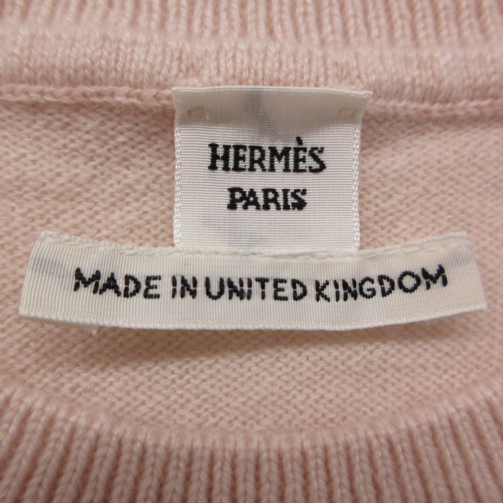 Hermes Knit Lift Cashmere Sweater Long Sleeve Crew Neck Pullover Top Pink — view 3