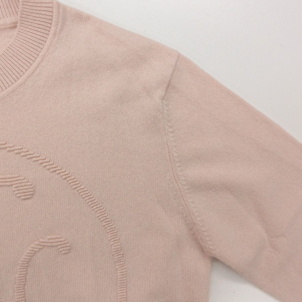 Hermes Knit Lift Cashmere Sweater Long Sleeve Crew Neck Pullover Top Pink — view 5