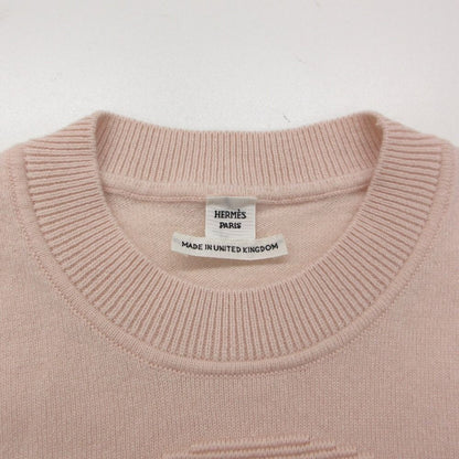 Hermes Knit Lift Cashmere Sweater Long Sleeve Crew Neck Pullover Top Pink — view 6