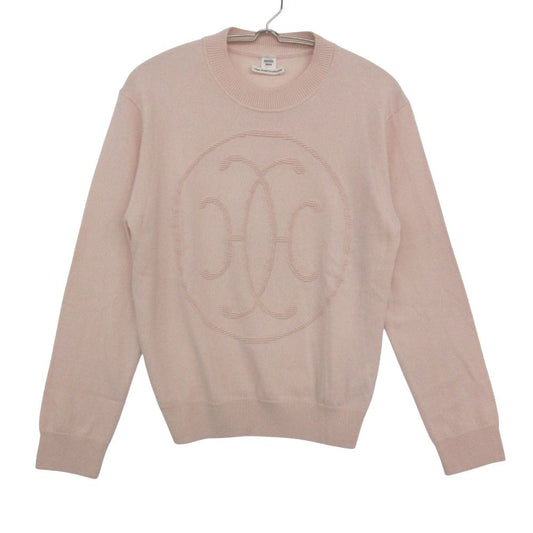 Hermes Knit Lift Cashmere Sweater Long Sleeve Crew Neck Pullover Top Pink