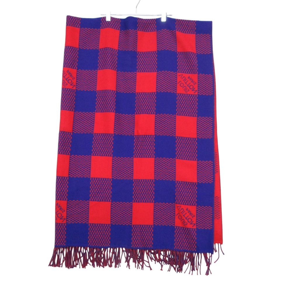 Louis Vuitton Shawl Damierplaid Pattern Large Format Rug Scarf Blue — view 2
